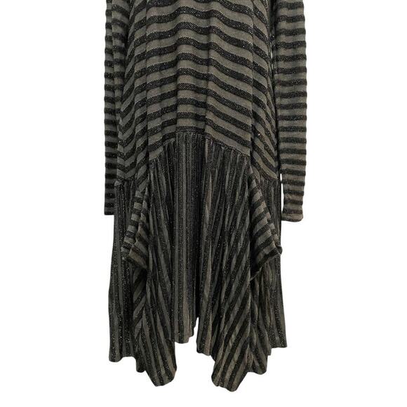 Alembika Silver Striped Boho Dress Grey Black Medium Lagenlook Artsy Avant Garde - Picture 5 of 10